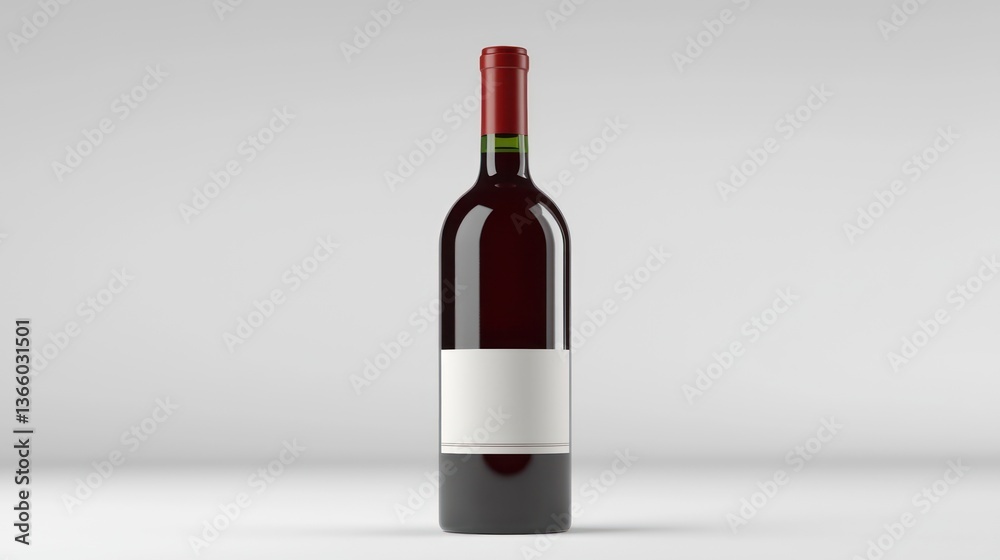 Red wine bottle, blank label, studio shot, simple background, beverage advertising Red wine bottle, blank label, studio shot, simple background, beverage advertising