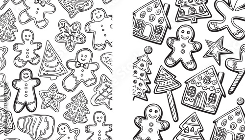 Christmas gingerbread cookies detailed doodles