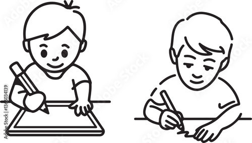 Young Kids Engaged in Drawing 