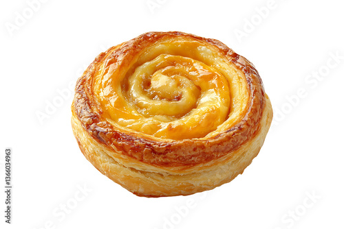 Cheese danish pastry Isolated on White or Transparent Background.