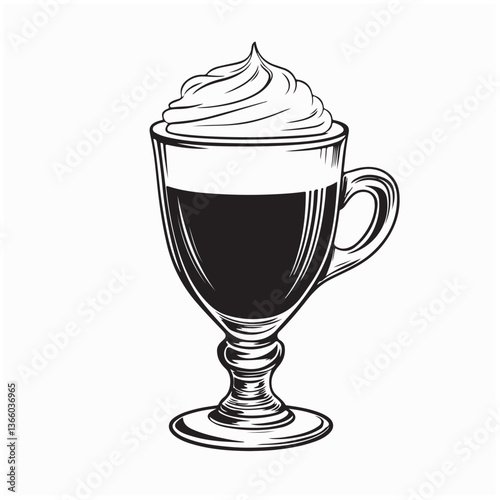 Irish Coffee Vector. Illustration of Irish Coffee Glass Isolated  on white background.
