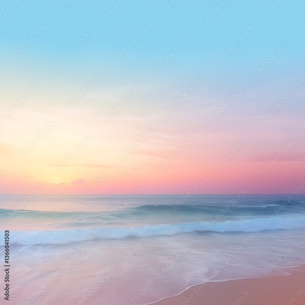 Obraz premium Serene Pastel Sunrise Over Tranquil Ocean Waves