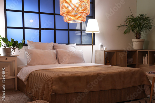 Interior of bedroom with co...