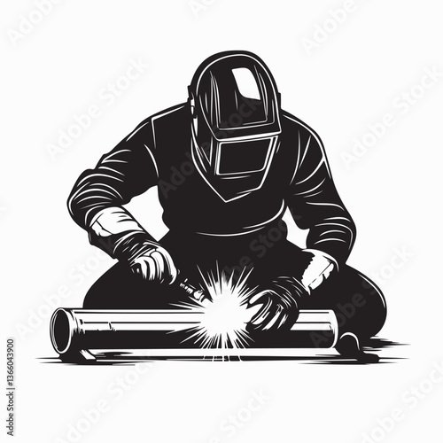Welding Man Vector Image. Welder Repairs Stock Vectors and Vector Art