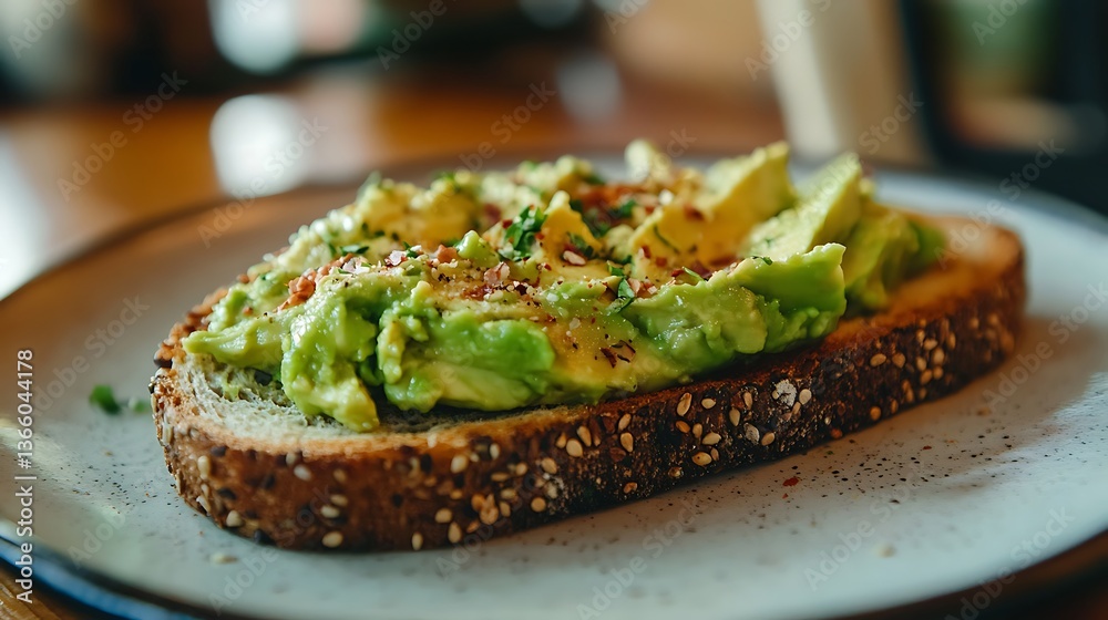 Avocado toast with arugula and sesame seeds on bread Avocado toast with arugula and sesame seeds on bread