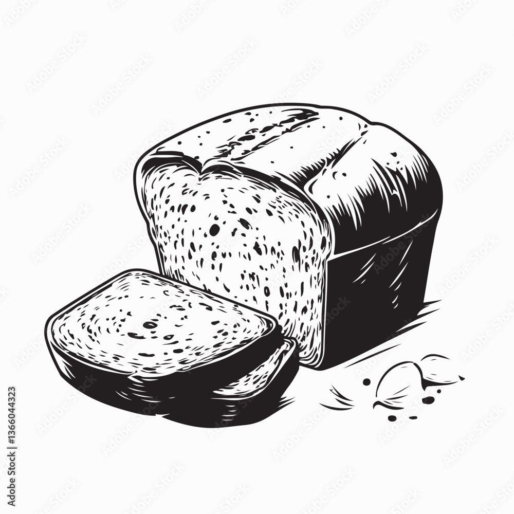 Bread Loaf and Slices Vector Image isolated on white background. Bread Loaf and Slices Vector Image isolated on white background.