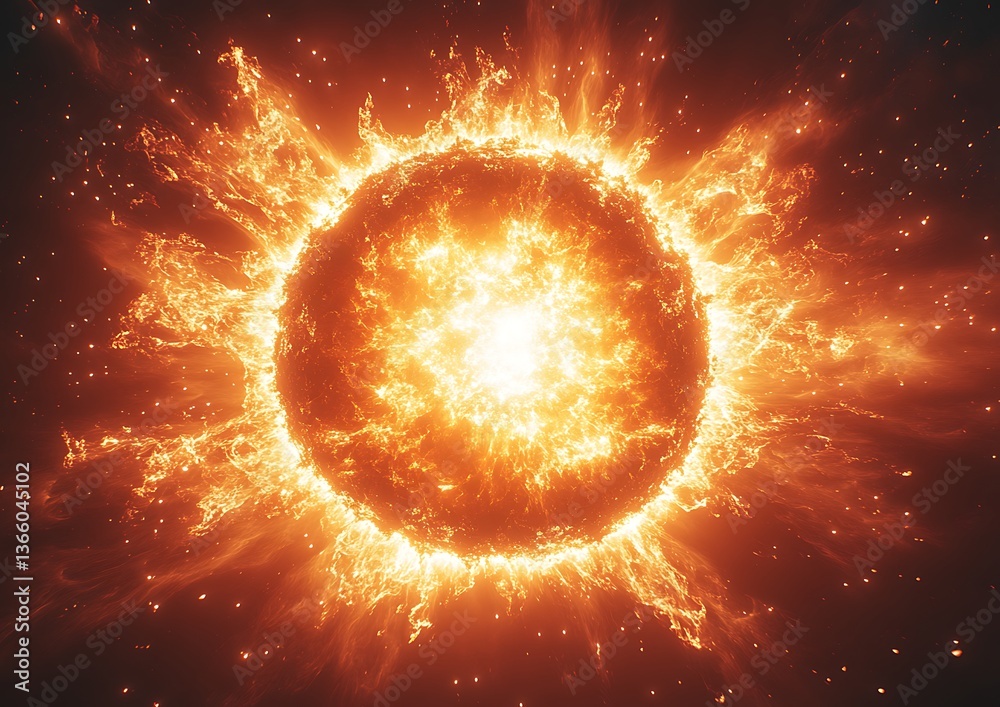 Fototapeta premium Fiery Cosmic Sphere Explosion.