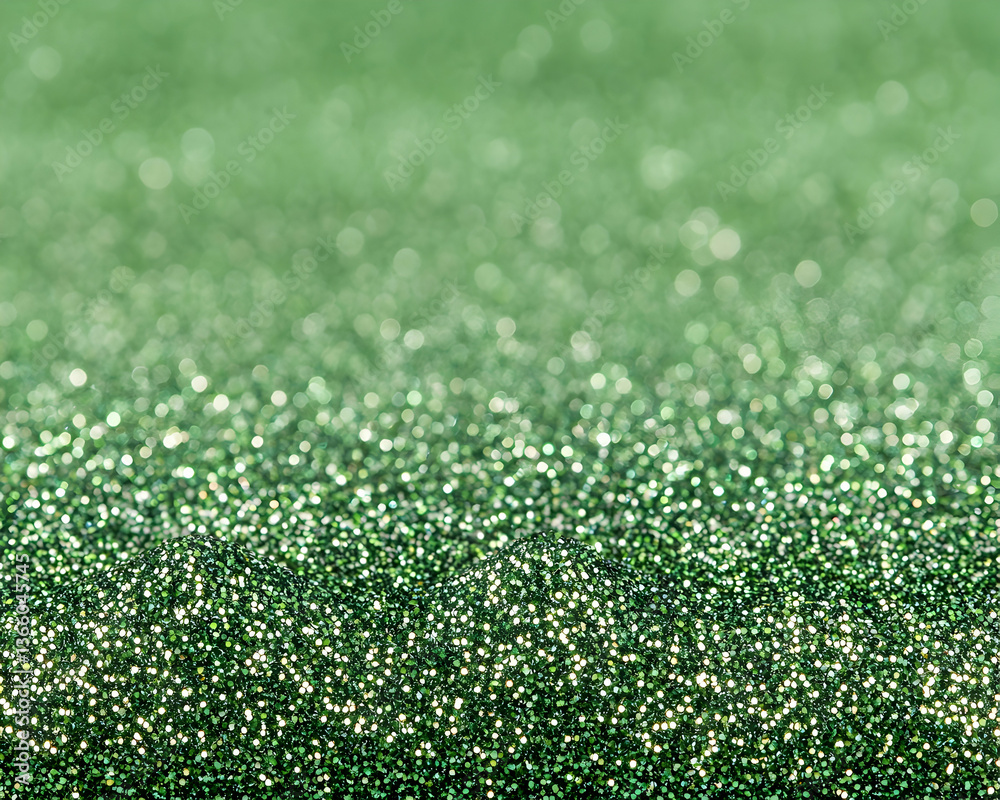 Fototapeta premium Green glitter bokeh