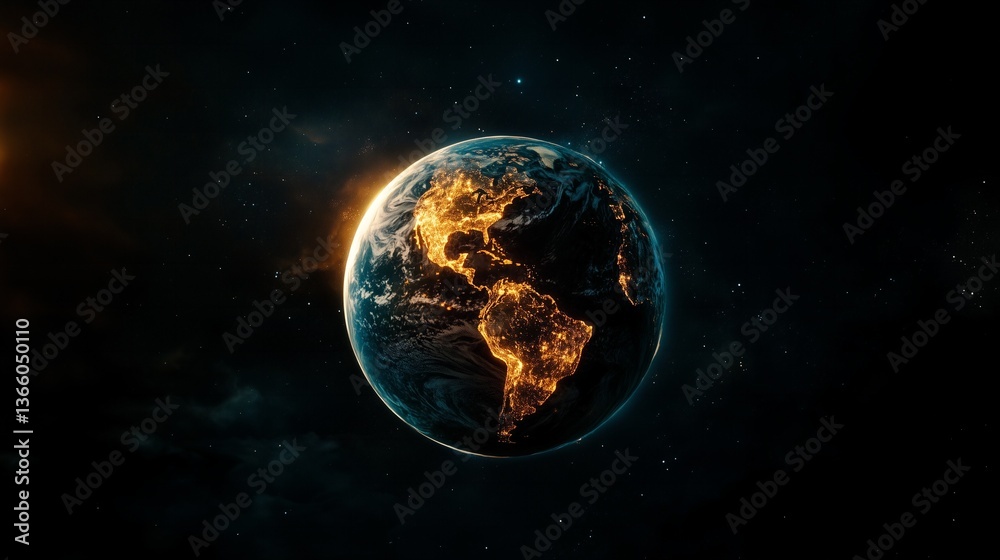 Fototapeta premium a glowing globe in the darkness