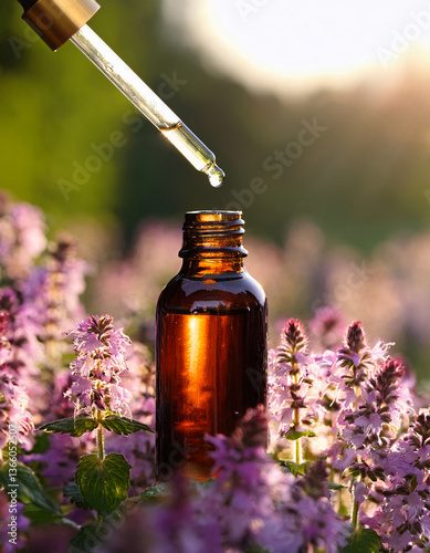 Óleo Essencial de Patchoulim Frasco de Vidro âmbar, Pipeta Conta Gotas, Aromaterapia, Campo de Flores Pacthouli Lilás