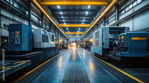 An industrial metalworking facility with large machines shaping and cutting metal, showcasing precision and craftsmanship in production