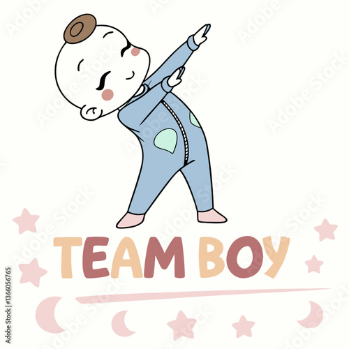 Adorable Baby Boy in Pajamas Dabbing, Team Boy Design