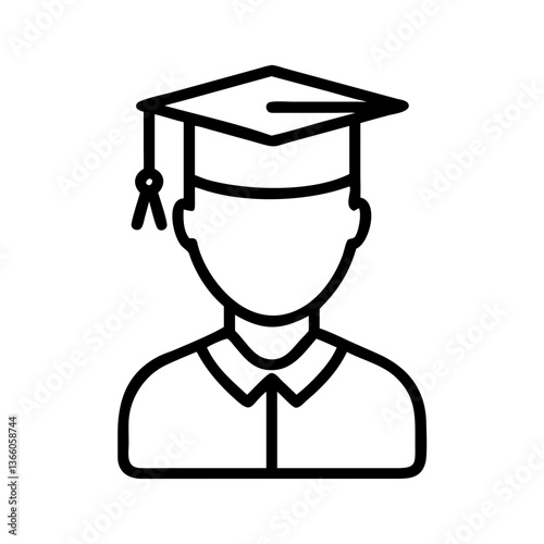 Academic Success Male Graduate Icon for Education and Achievement Concepts