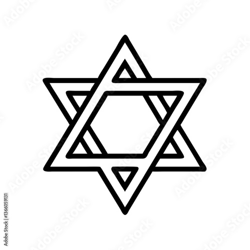 Shiny Star of David Icon Symbolizing Jewish Faith and Culture on White Background