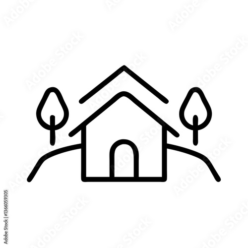 Enchanting Village Icon with Charming Houses and Scenic Landscape