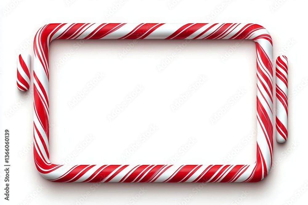 Fototapeta premium A vibrant red and white striped frame reminiscent of Christmas candy canes.