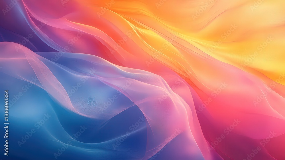Colorful Abstract Waves of Fabric in Soft Flowing Motion Colorful Abstract Waves of Fabric in Soft Flowing Motion