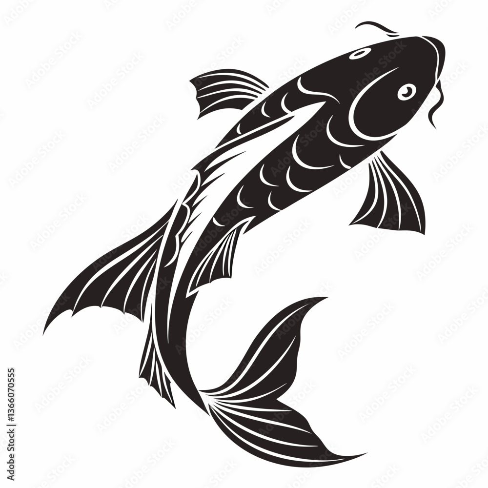 Naklejka premium guppy black silhouette icon vector