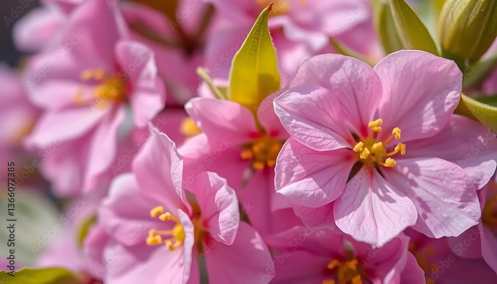 Fototapeta premium Ultra-Realistic Close-Up of Flowers and Leaves in Stunning Detail