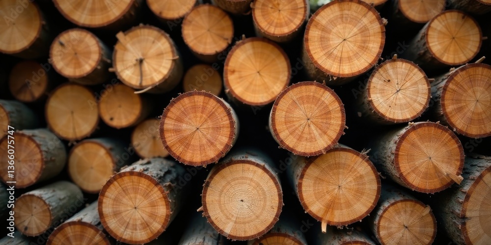A Stack of Freshly Cut Wooden Logs, Showing Their Natural Rings and Texture, Ready for Processing and Use in Construction or Manufacturing A Stack of Freshly Cut Wooden Logs, Showing Their Natural Rings and Texture, Ready for Processing and Use in Construction or Manufacturing