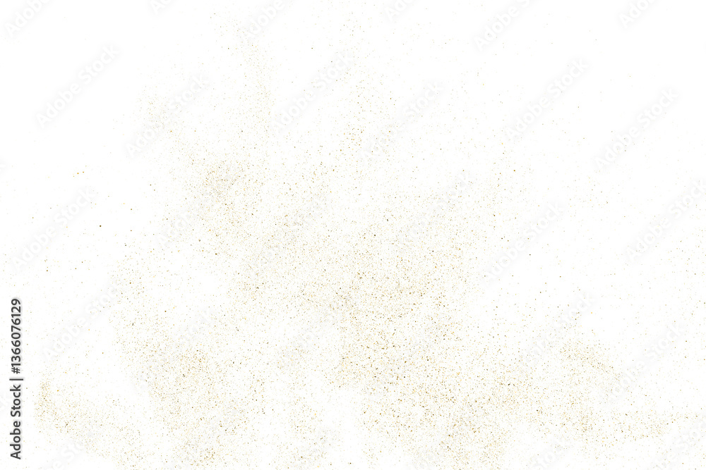 Gold texture pattern on transparent background. Old paper surface. Light golden confetti. Yellow Illustration backdrop. PNG design element.