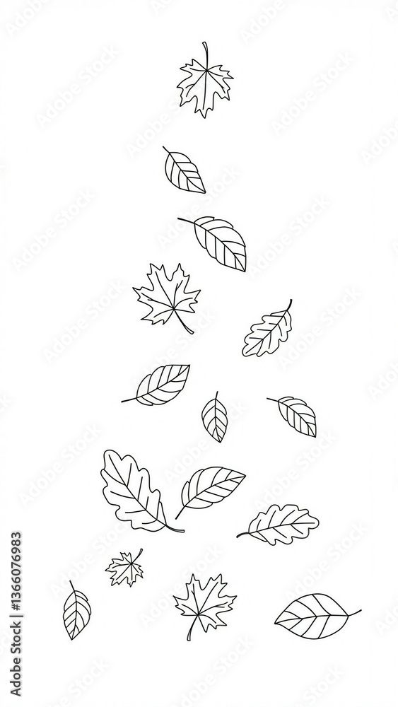 Fototapeta premium autumn leaves sketch 