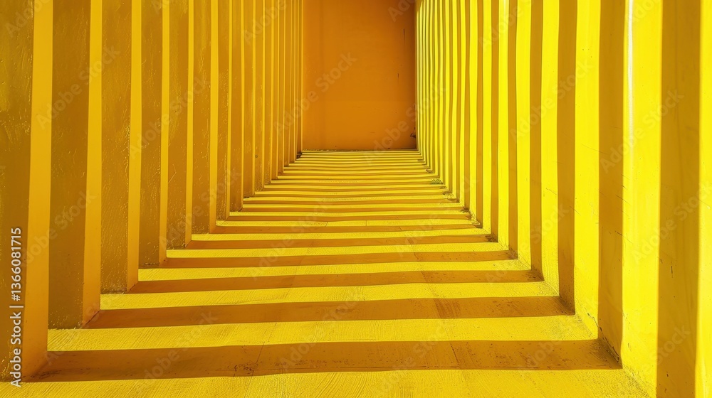 Fototapeta premium Vibrant Abstract Yellow Background with Striped Patterns in Rule of Thirds Composition under Natural Light
