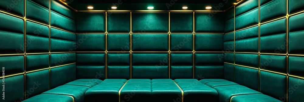 Naklejka premium Emerald Green Upholstery with Gold Trim Offers a Luxurious Experience