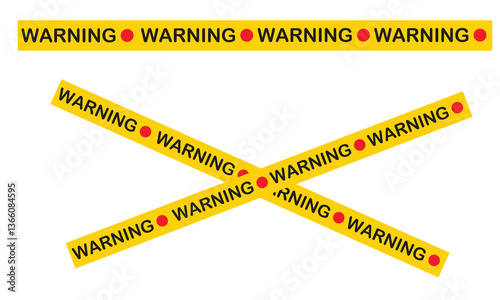 Realistic icon Collection of yellow danger ribbons for crime scenes attention sites construction works