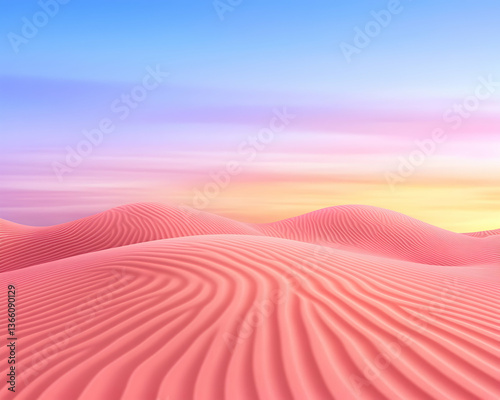 Pastel pink desert landscape at sunrise