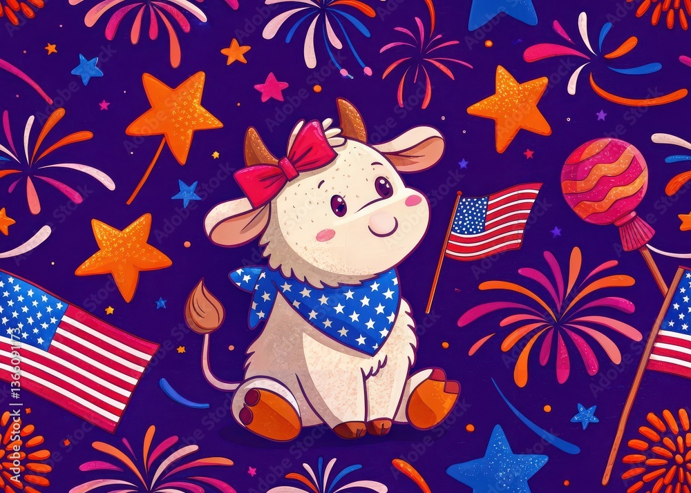 Naklejka premium seamless pattern independence day usa 4th july