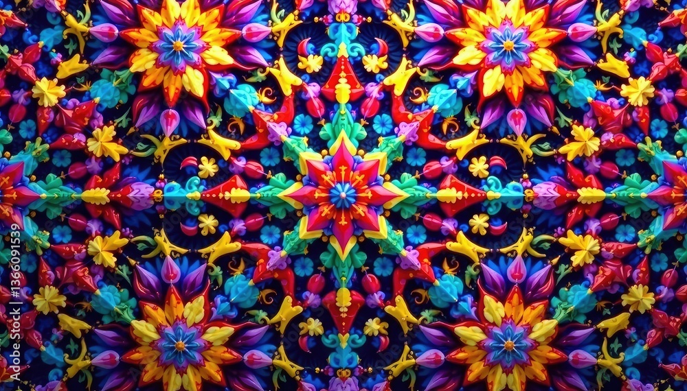Geometric kaleidoscope fractal tile endless repeat , pattern, modern