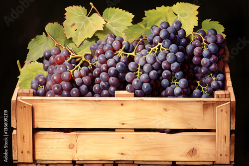 Grape harvester in vineyard