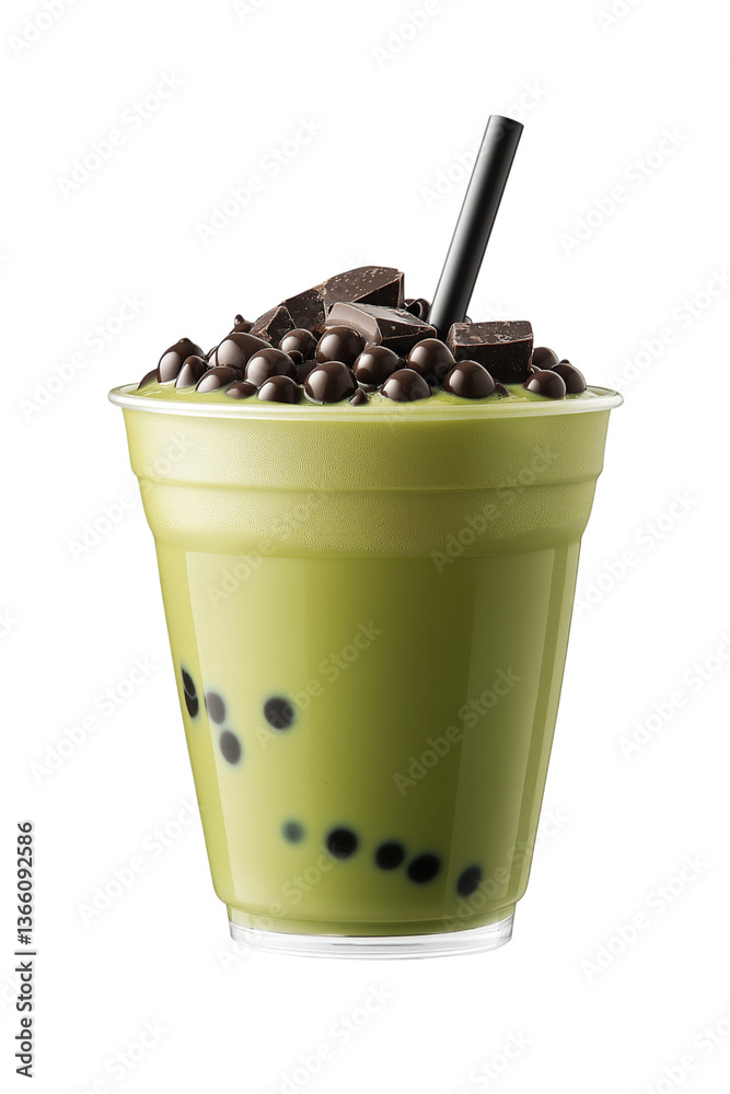 Green bubble tea isolated on transparent background png Green bubble tea isolated on transparent background png