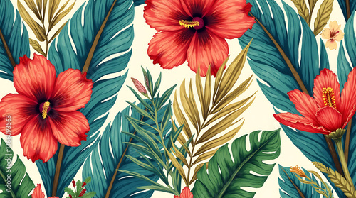 The texture on the bark is a variety of tropical plants, palm trees, flowers, and others.  