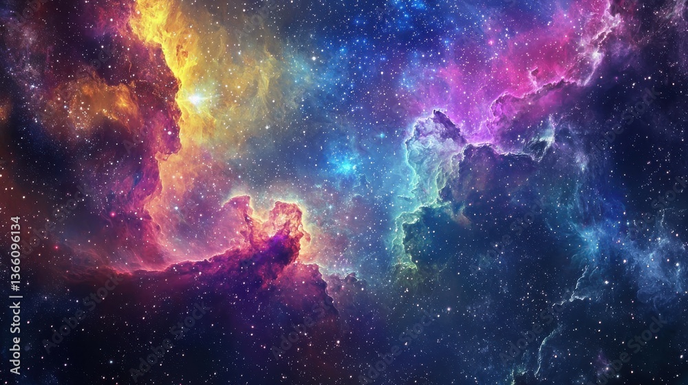 Fototapeta premium Colorful cosmic nebulae Celestial wonders Cosmic starry sky concept illustration.