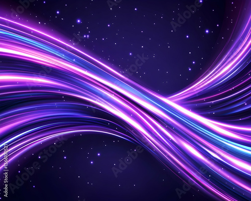Purple light streaks flowing across a dark, speckled space background