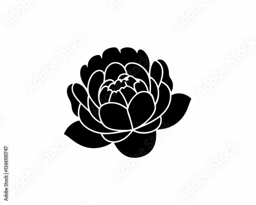 creative details Peony Flower Icon vector illustration