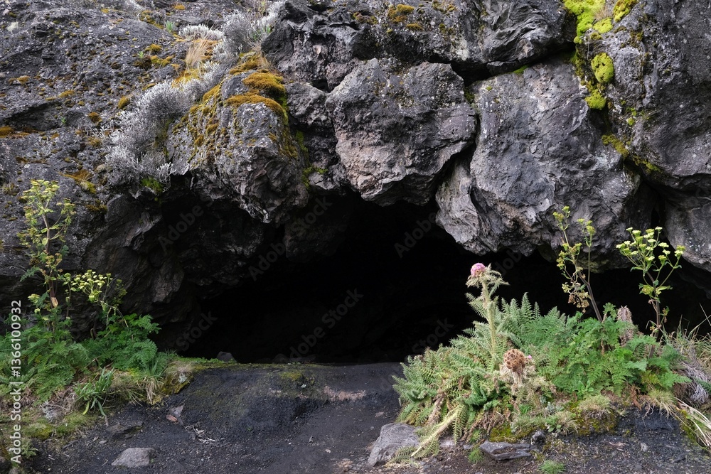 Famous cave around Shira Camp, Kilimanjaro, Machame Route, Tanzania. It was used as accommodation in early days of climbing Kilimanjaro