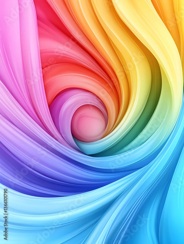 Rainbow-hued swirl pattern with pink center