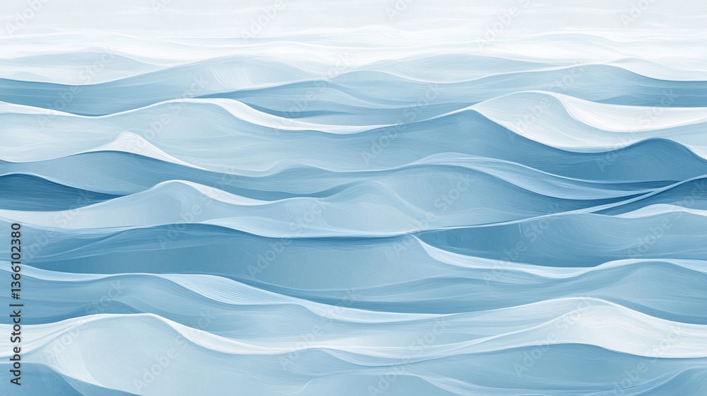 Fototapeta premium Serene Blue Undulating Waves Abstract Art
