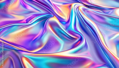 Wallpaper Mural An abstract rainbow-colored satin fabric with flowing purple, blue, pink, and orange gradients, smooth ripples and reflective effects, futuristic and dreamy atmosphere Torontodigital.ca