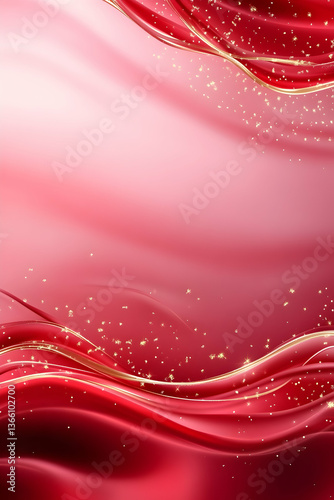 Red and gold abstract background with flowing waves
