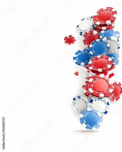 Red and blue poker chips stack right