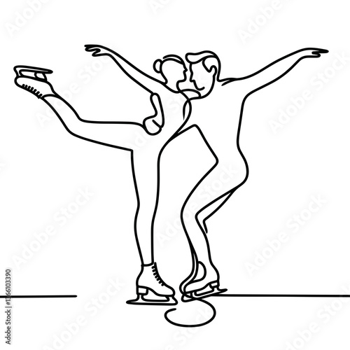 Ice dancers performing a graceful pose on the rink  