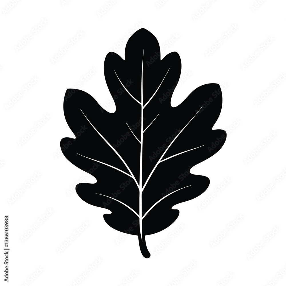 Fototapeta premium Oak leaf vector silhouette, a nature symbol of autumn, isolated on white