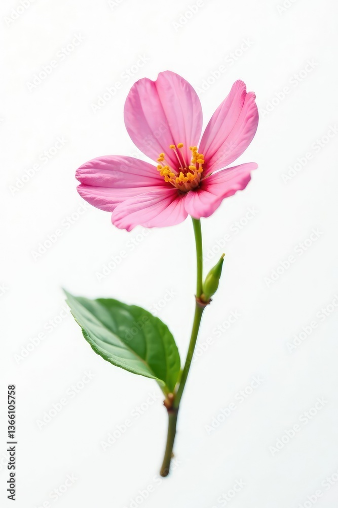 Fototapeta premium White background with a small isolated flower, blossoms, blossom, white