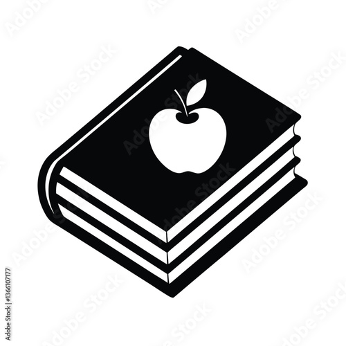 Stack of books with an apple and heart on a white background symbolizing love for learning and education
