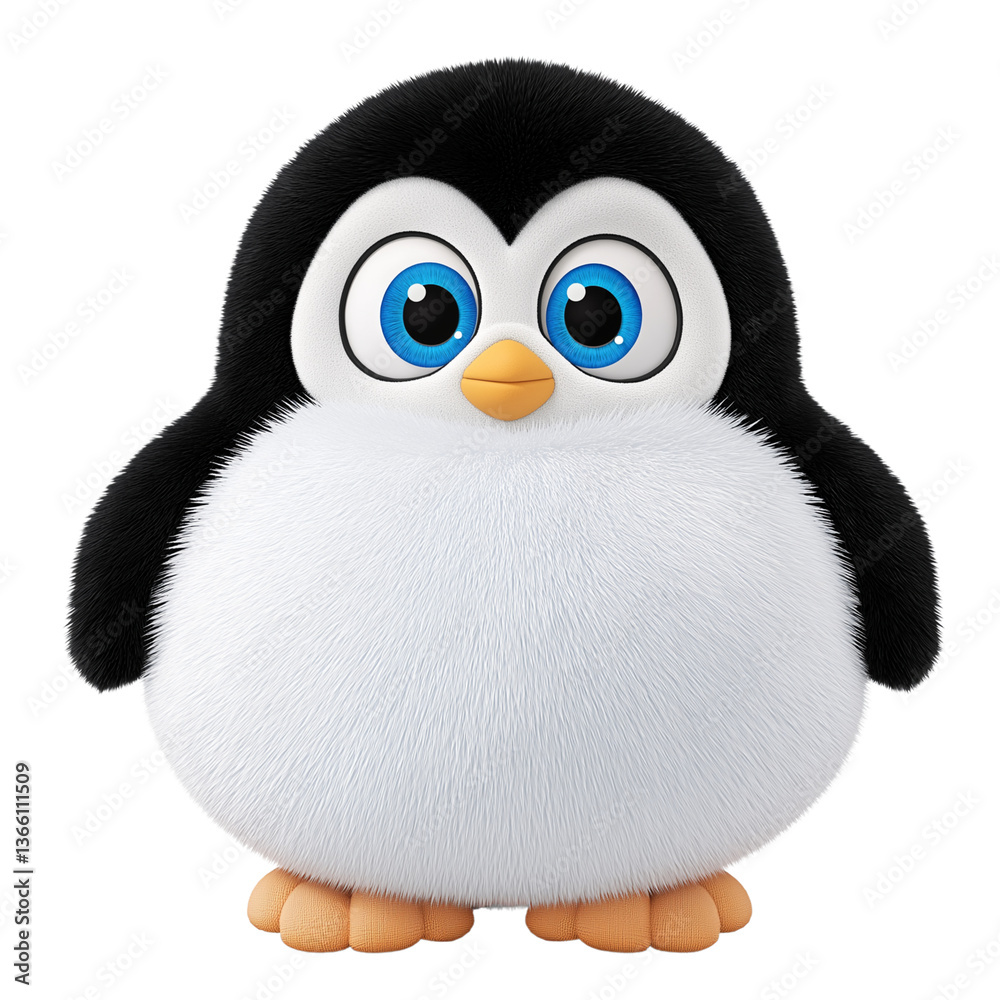 Fototapeta premium A cute penguin with expressive blue eyes, a child's toy.
