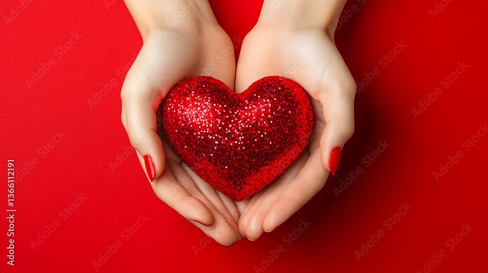 Fototapeta premium Tender Heart Held in Caring Hands. (1)